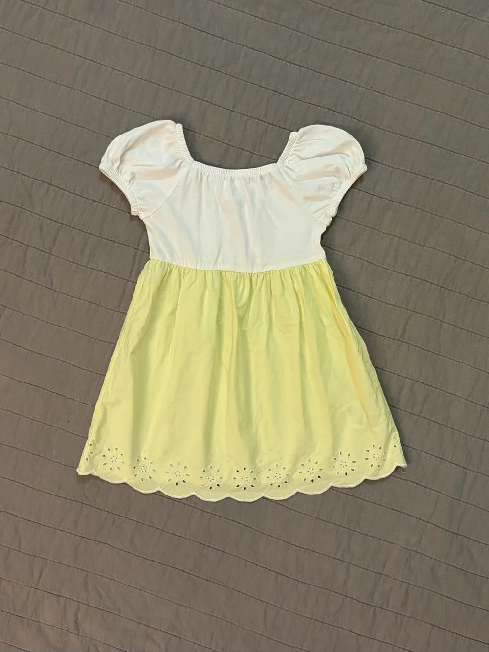 Girls 3T ~ baby GAP ~ White Puff-Sleeve Top with Pale Yellow Eyelet Skirt Dress